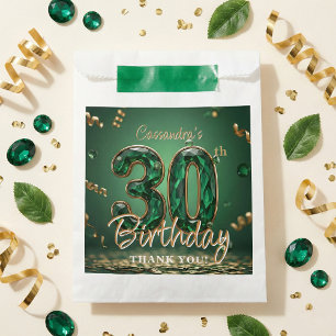 Elegant Emerald Green Gold Gemstone 30th Birthday  Favour Bag
