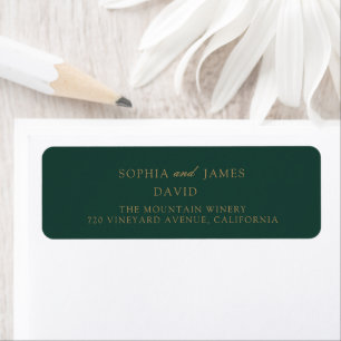 Elegant Emerald Green Gold Minimalist Wedding Return Address Label