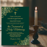 Elegant Emerald Green Gold Modern Catholic Wedding