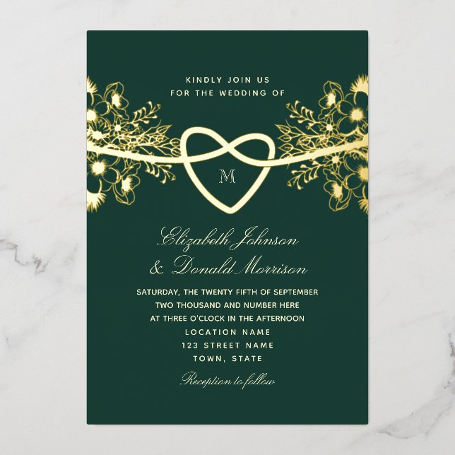 Elegant Emerald Green Gold Wedding (Front)