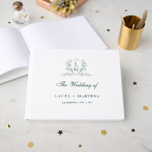 Elegant emerald Green Grest Monogram Wedding Guest Book