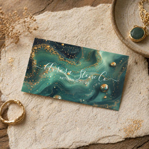 Elegant Emerald Green Handmade Artisan Crystal Business Card