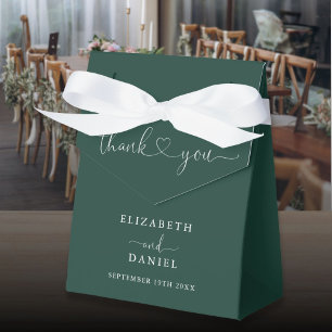Elegant Emerald Green Heart Script Wedding Favour Box