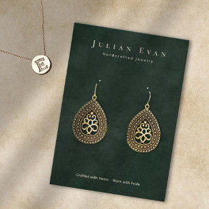 Elegant Emerald Green Jewellery Earring Display Business Card