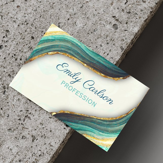 Elegant emerald green marble art faux gold glitter business card (Creator Uploaded)