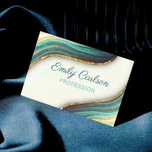 Elegant emerald green marble art faux gold glitter 	Magnetic business card