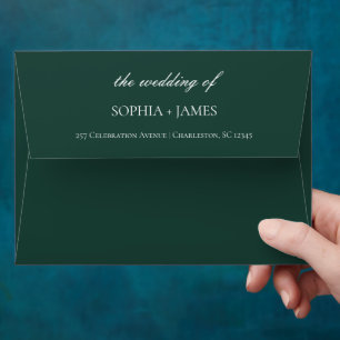 Elegant Emerald Green Minimalist Wedding Envelope
