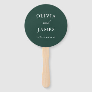 Elegant Emerald Green Minimalist Wedding Hand Fan