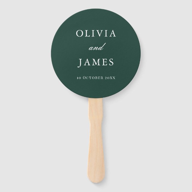 Elegant Emerald Green Minimalist Wedding Hand Fan (Front)