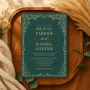 Elegant Emerald Green Minimalist Wedding Invitation