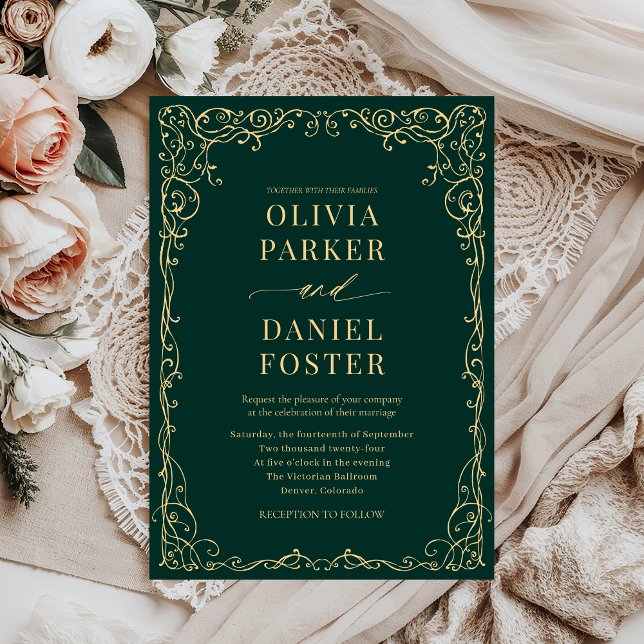 Elegant Emerald Green Minimalist Wedding Invitation (Creator Uploaded)