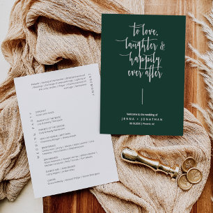 Elegant Emerald Green Modern Minimalist Wedding Program