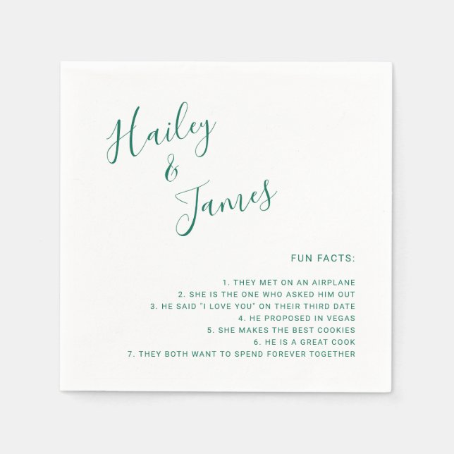 Elegant Emerald Green Modern Wedding Napkin (Front)