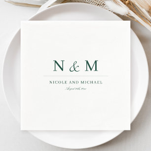 Elegant Emerald Green Monogram Initials Wedding Napkin