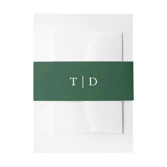 Elegant Emerald Green Monogram Modern Wedding Invitation Belly Band (Front Example)