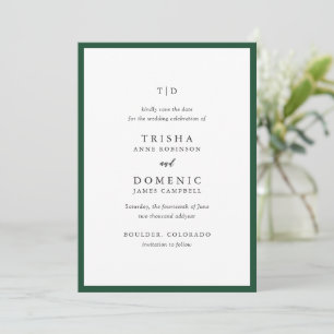 Elegant Emerald Green Monogram Modern Wedding Save The Date