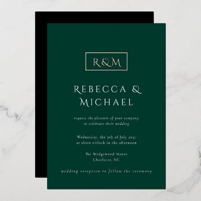 Elegant Emerald Green Monogram Wedding (Front/Back)