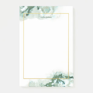 Elegant Emerald Green Ombre Marble Personalised Post-it Notes