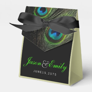 Elegant Emerald Green Peacock Wedding Favour Box