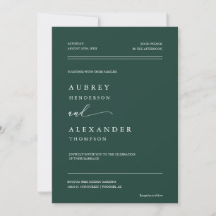 Elegant Emerald Green QR Code Wedding Photo Invitation