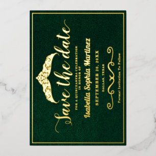 Elegant Emerald Green Quinceañera Save The Date 