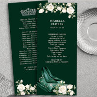 Elegant Emerald Green Quinceanera Tiara and Roses