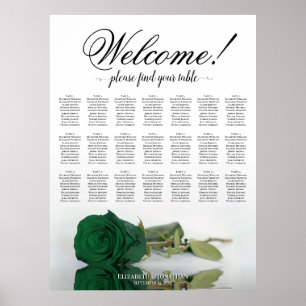Elegant Emerald Green Rose 21 Table Seating Chart