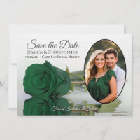 Elegant Emerald Green Rose Oval Photo Wedding