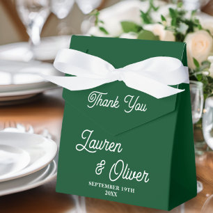 Elegant Emerald Green Script Minimalist Wedding Favour Box