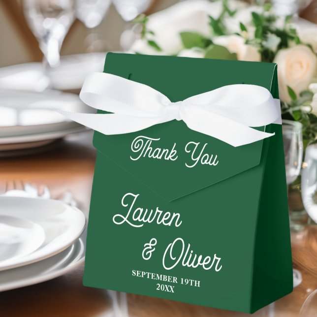 Elegant Emerald Green Script Minimalist Wedding Favour Box (Creator Uploaded)