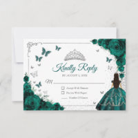 Elegant Emerald Green Silver Quinceanera Reply
