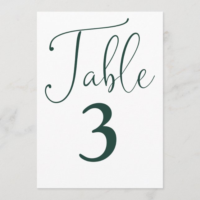 Elegant Emerald Green Simple Large Table Number (Front)