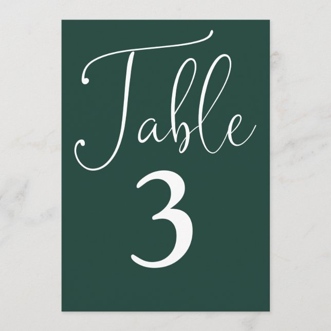 Elegant Emerald Green Simple Large Table Number (Front)
