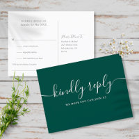 Elegant Emerald Green Song Request RSVP Postcard