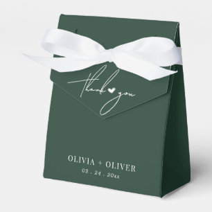 Elegant emerald green thank you wedding favour box