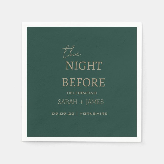 Elegant Emerald Green the Night Before Wedding  Napkin (Front)