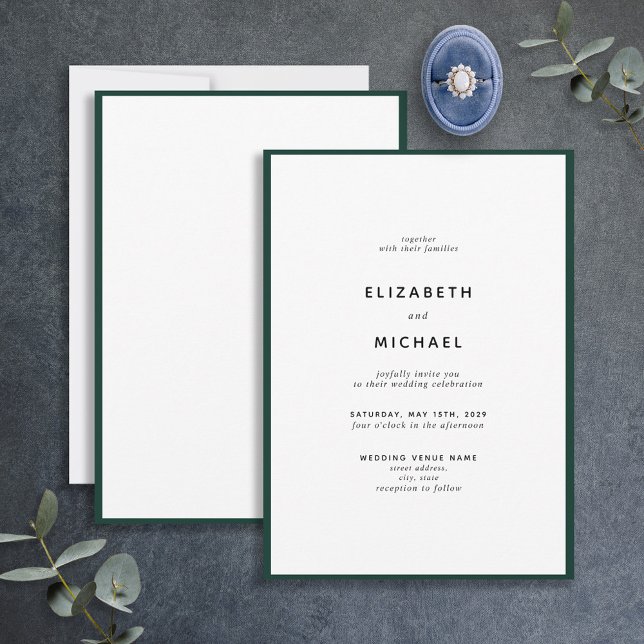 Elegant Emerald Green Typography Wedding Invitation (Creator Uploaded)