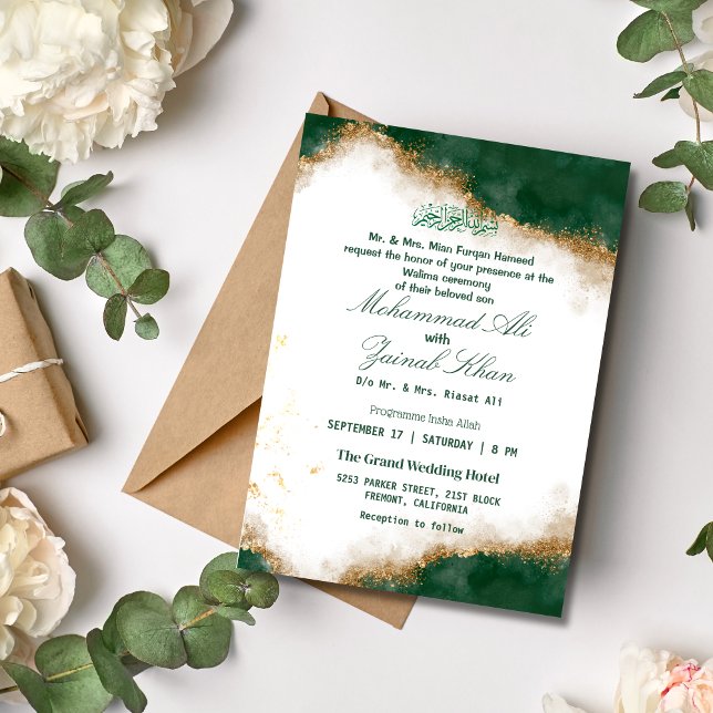 Elegant Emerald Green Valima invitations (Creator Uploaded)