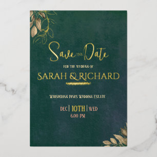 Elegant Emerald Green Velvet Save the Date 