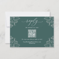 Elegant Emerald Green Vintage Wedding QR Code