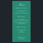Elegant Emerald Green Wedding Menu<br><div class="desc">Elegant Emerald Green Wedding Menu, please personalise as required using the online Personalisation template before ordering. Once you have entered your wording onto the Personalisation template, should you find that you need to adjust the positioning of the text then please use the "Customise further" option to "Edit using the Design...</div>