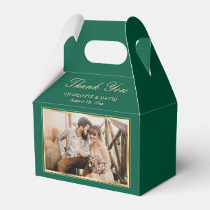 Elegant Emerald Green Wedding Photo Thank You Favour Box