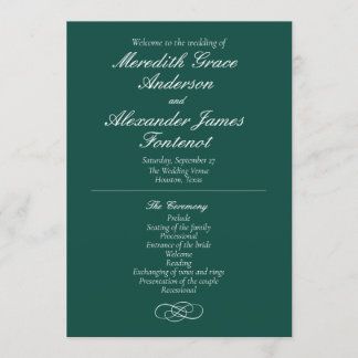 Elegant Emerald Green Wedding Program