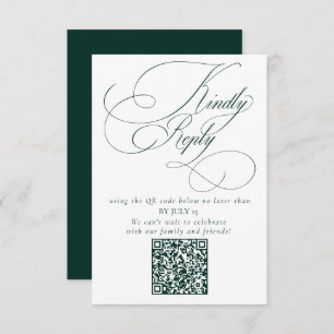 Elegant Emerald Green Wedding QR Code Please Reply RSVP Card