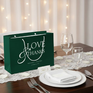 Elegant Emerald Green Wedding Thank You Large Gift Bag