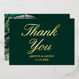 Elegant Emerald Green Wedding Thank You Real Gold