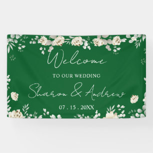 Elegant Emerald Green Wedding Welcome Banner