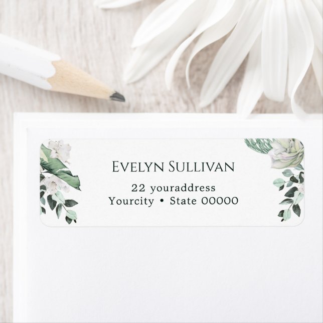 elegant emerald greenery return address label (Insitu)