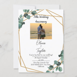 Elegant Emerald Greenery Wedding Anniversary  Invitation