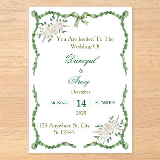 Elegant Emerald Greenery Wedding Invitation